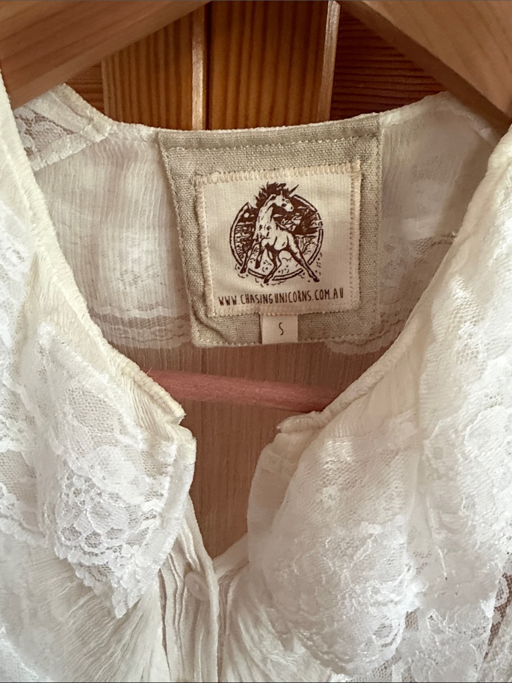 Chasing Unicorns Fly Like An Eagle Silk Chiffon Blouse - Picture 2 of 4